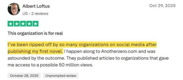 Albert Loftus's Trustpilot review