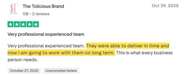 The Tolicious Brand's Trustpilot review