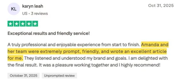 karyn leah's Trustpilot review