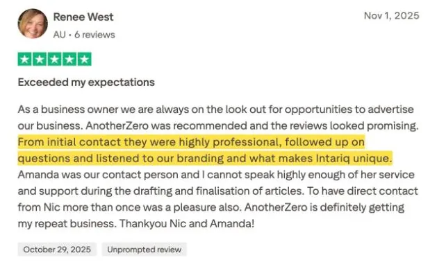 Renee West's Trustpilot review