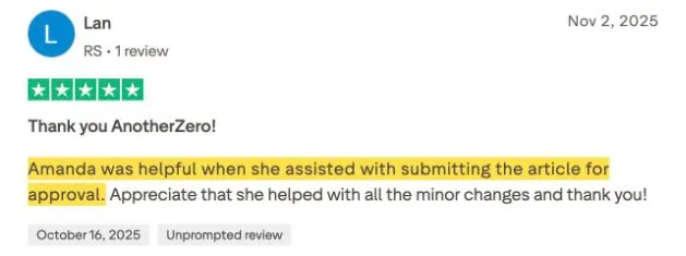 Lan's Trustpilot review