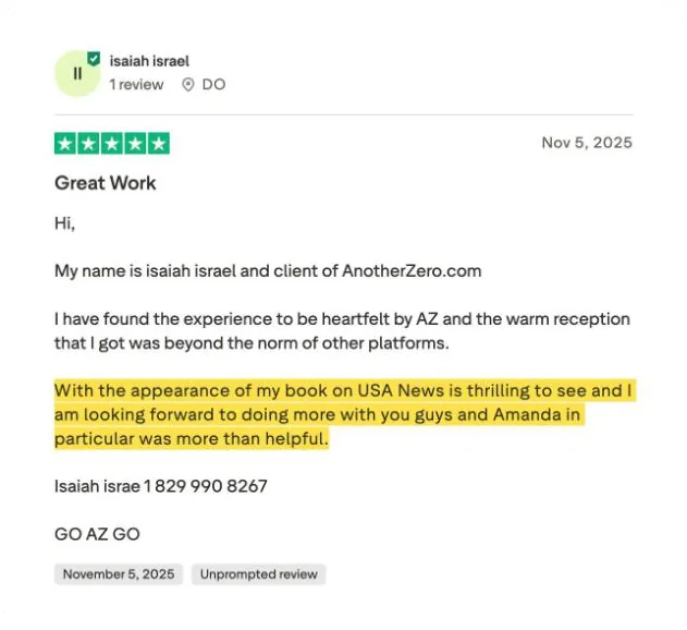 isaiah israel's Trustpilot review