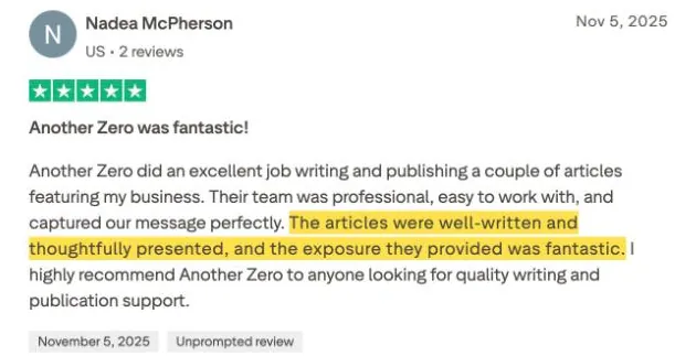 Nadea McPherson's Trustpilot review