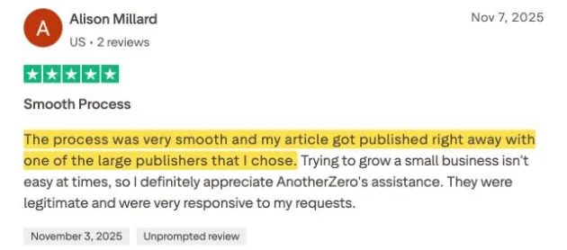 Alison Millard's Trustpilot review