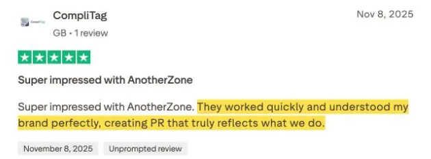 CompliTag's Trustpilot review