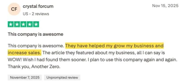 crystal forcum's Trustpilot review