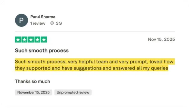 Parul Sharma's Trustpilot review