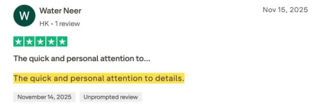 Water Neer's Trustpilot review
