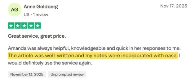 Anne Goldberg's Trustpilot review