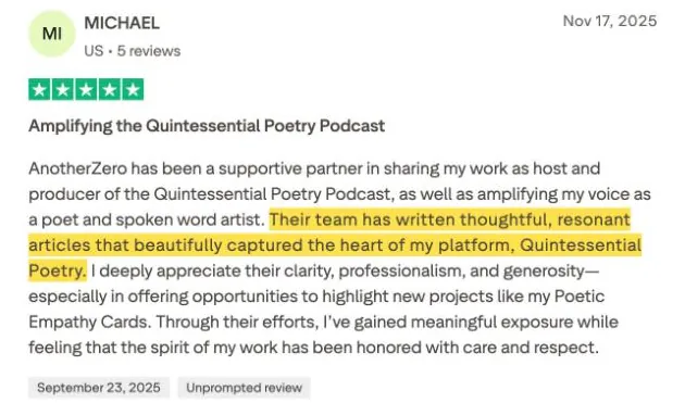 MICHAEL's Trustpilot review