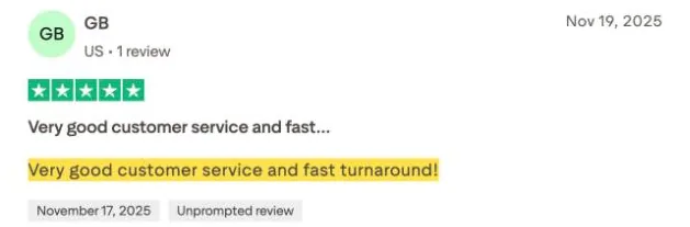 GB's Trustpilot review