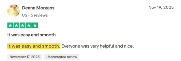 Deana Morgans's Trustpilot review