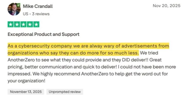 Mike Crandall's Trustpilot review