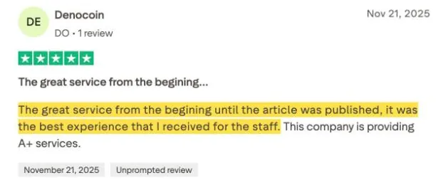 Denocoin's Trustpilot review