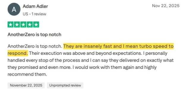 Adam Adler's Trustpilot review