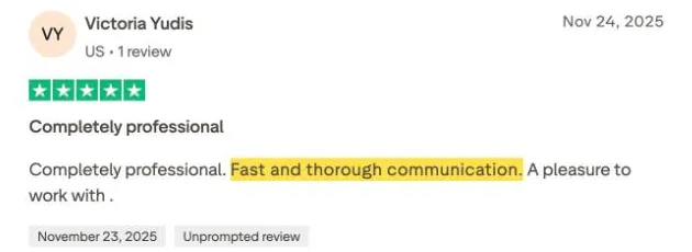 Victoria Yudis's Trustpilot review