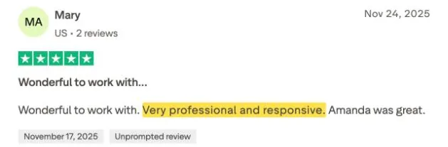 Mary's Trustpilot review