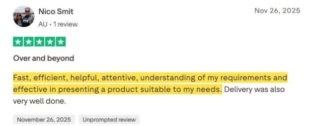 Nico Smit's Trustpilot review