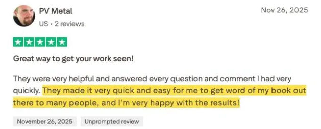 PV Metal's Trustpilot review