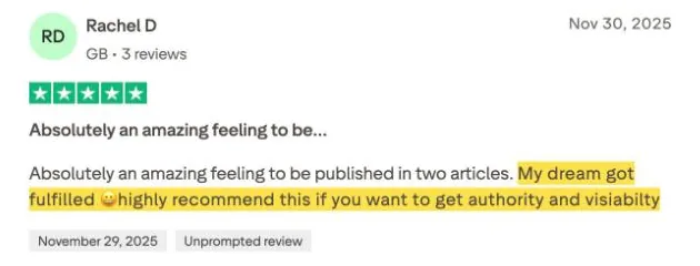 Rachel D's Trustpilot review