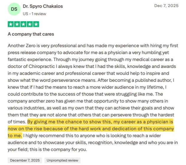 Dr. Spyro Chakalos's Trustpilot review