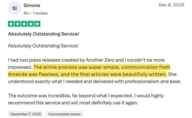 Simone's Trustpilot review