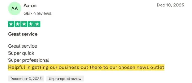 Aaron's Trustpilot review