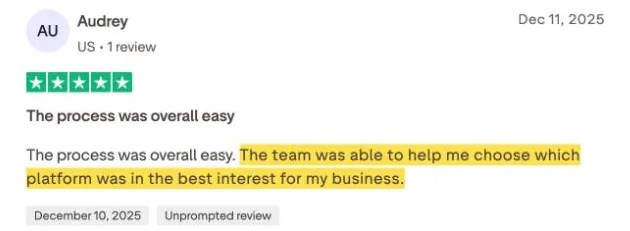 Audrey's Trustpilot review