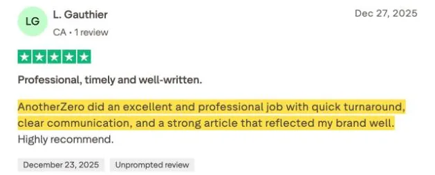 L. Gauthier's Trustpilot review