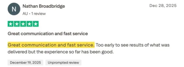 Nathan Broadbridge's Trustpilot review