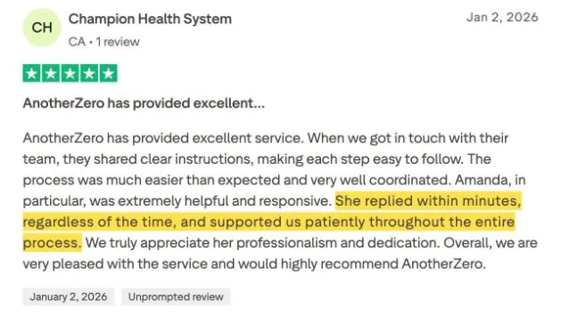 Champion Health System's Trustpilot review
