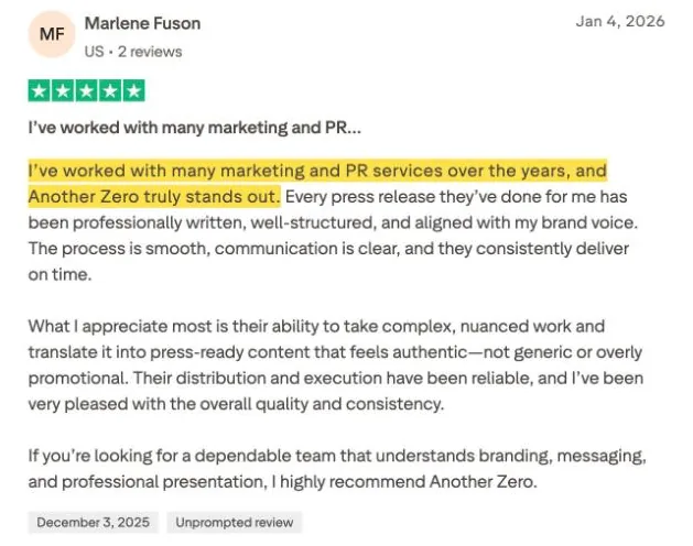 Marlene  Fuson's Trustpilot review