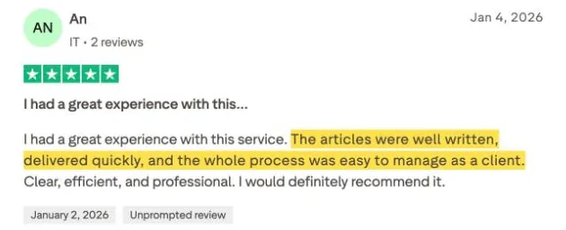 An's Trustpilot review