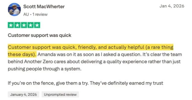 Scott MacWherter's Trustpilot review