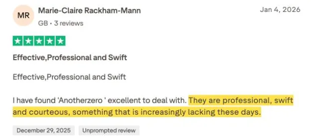 Marie-Claire Rackham-Mann's Trustpilot review