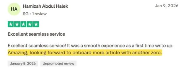Hamizah Abdul Halek's Trustpilot review