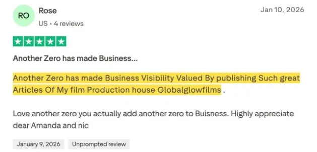 Rose's Trustpilot review