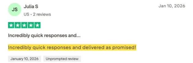Julia S's Trustpilot review