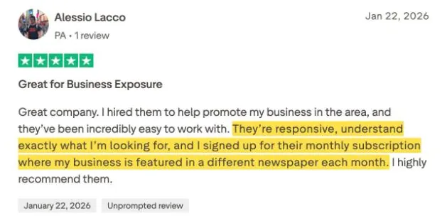 Alessio Lacco's Trustpilot review