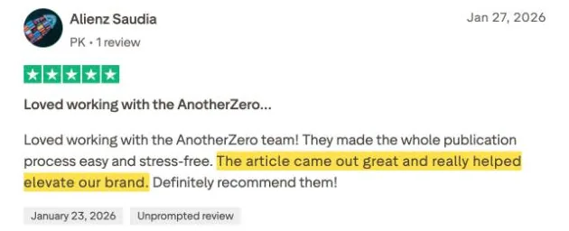 Alienz Saudia's Trustpilot review