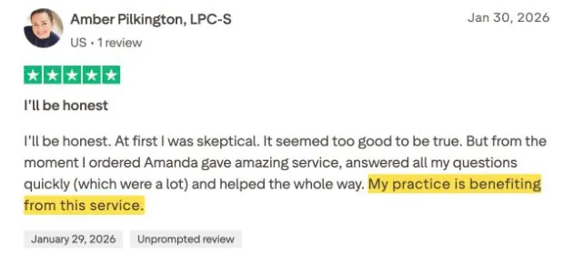 Amber Pilkington, LPC-S's Trustpilot review