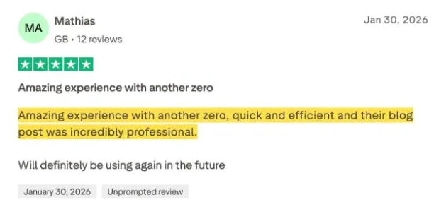 Mathias's Trustpilot review