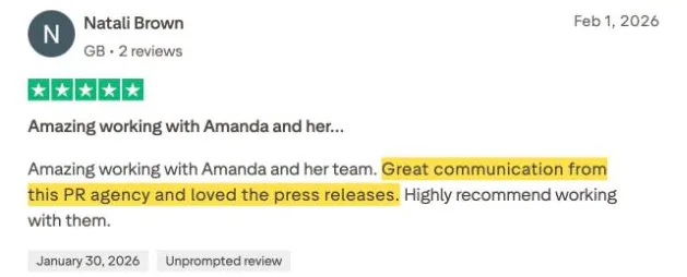 Natali Brown's Trustpilot review