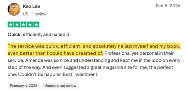 Kao Lee's Trustpilot review