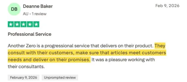 Deanne Baker's Trustpilot review