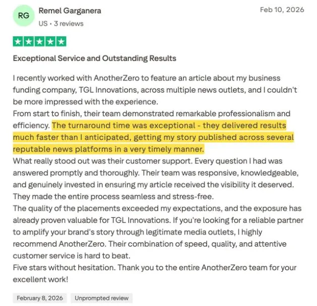 Remel Garganera's Trustpilot review