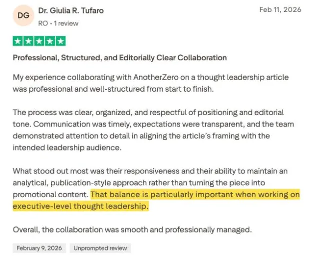 Dr. Giulia R. Tufaro's Trustpilot review