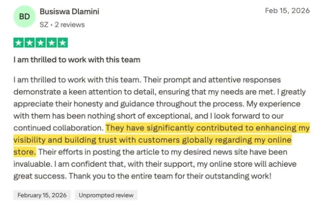 Busiswa Dlamini's Trustpilot review