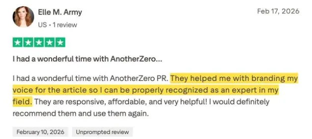 Elle M. Army's Trustpilot review
