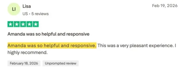 Lisa's Trustpilot review